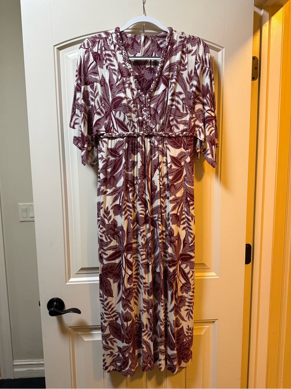Soma Cream and Burgundy Floral Maxi Dress